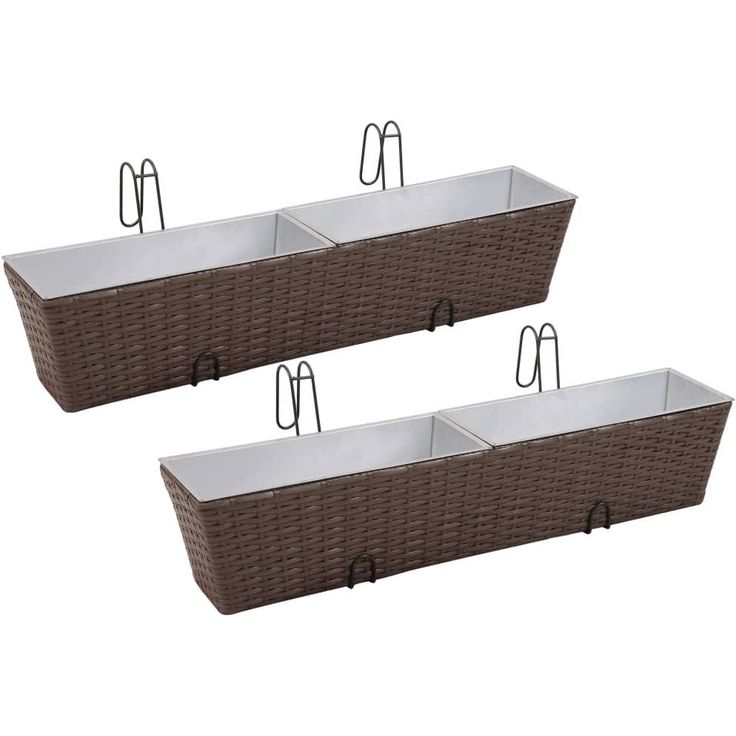 Puolisuunnikas parvekkeen kukkaruukkusarja 80cm 2 kpl ruskea_1