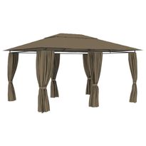 Puutarhakatos verhoilla 4x3 m ruskeanharmaa 180 g/m²