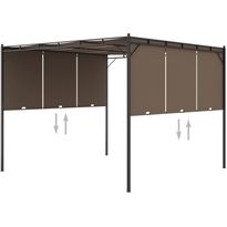 Puutarhan huvimaja sivuverholla 3x3x2,25 cm harmaanruskea