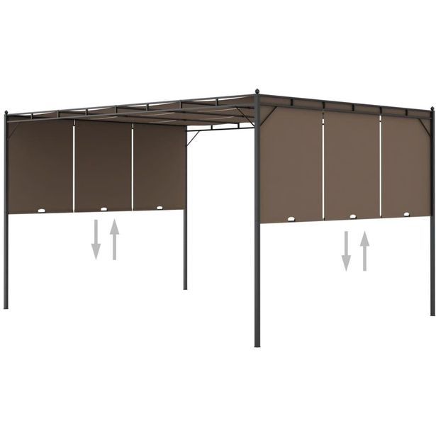 Puutarhan huvimaja sivuverholla 4x3x2,25 cm harmaanruskea_1