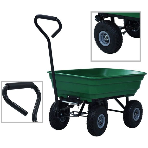 Puutarhan kippikärry 300 kg 75 l vihreä