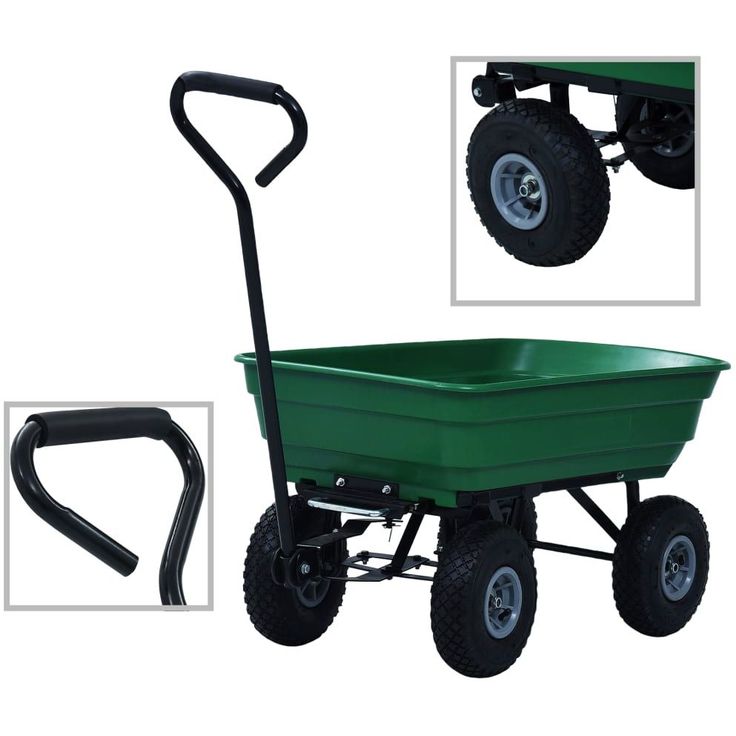 Puutarhan kippikärry 300 kg 75 l vihreä