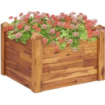Puutarhan korotettu kukkapenkki 60x60x44cm täysi akaasiapuu