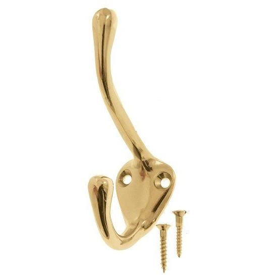 Klassinen vaatekoukku Rakennusapteekki, 94mm, 2kpl, messinki