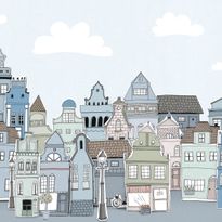 Mittatilaustapetti Rebel Walls London Houses, Blue (R14603)