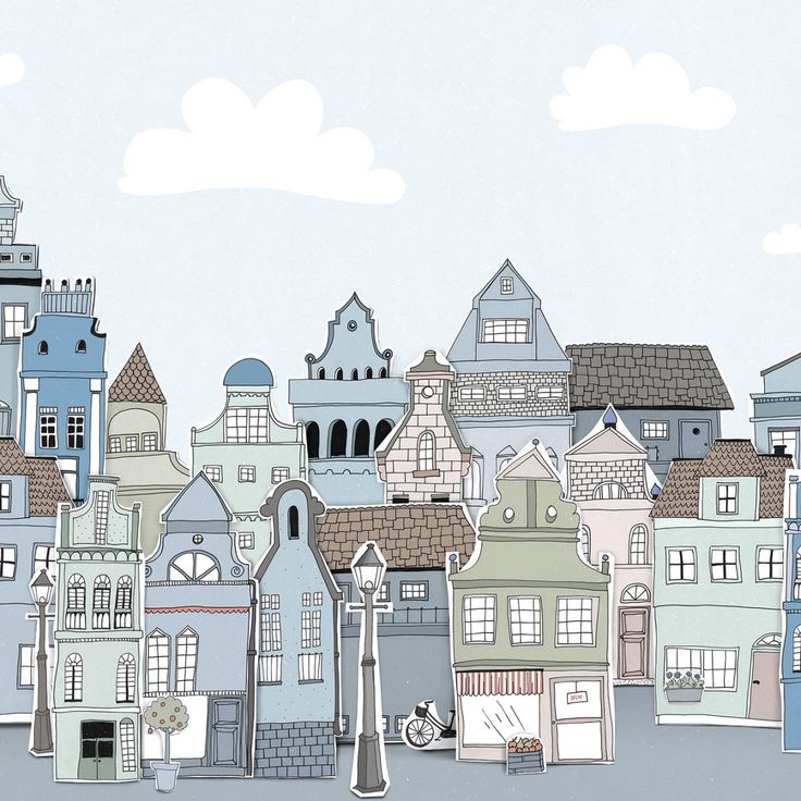 Mittatilaustapetti Rebel Walls London Houses, Blue (R14603)
