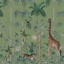 Mittatilaustapetti Rebel Walls Giraffes Stroll, Emerald (R16793)
