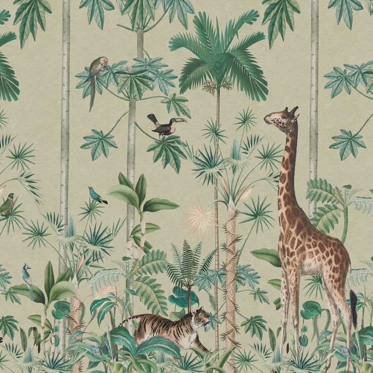 Mittatilaustapetti Rebel Walls Giraffes Stroll, Sunny (R16794)