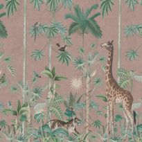 Mittatilaustapetti Rebel Walls Giraffes Stroll, Pink (R16796)