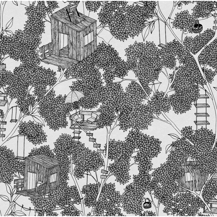 Lastenhuoneen tapetti Rebel Walls Treehouse Graphite