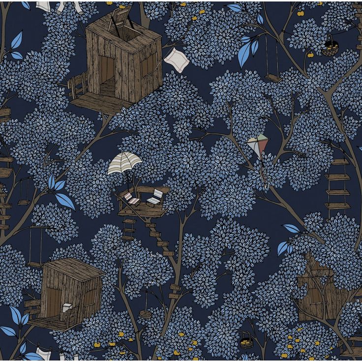 Lastenhuoneen tapetti Rebel Walls Treehouse Night