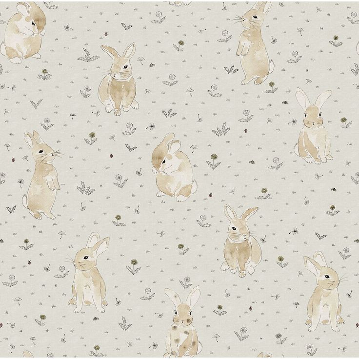Lastenhuoneen tapetti Rebel Walls Bunny Field Sand
