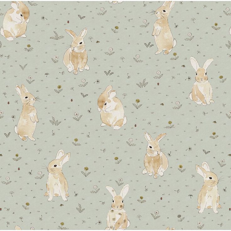 Lastenhuoneen tapetti Rebel Walls Bunny Field Mint