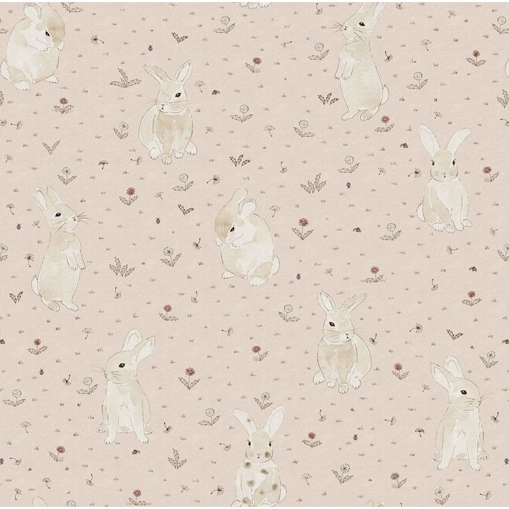 Lastenhuoneen tapetti Rebel Walls Bunny Field Pink