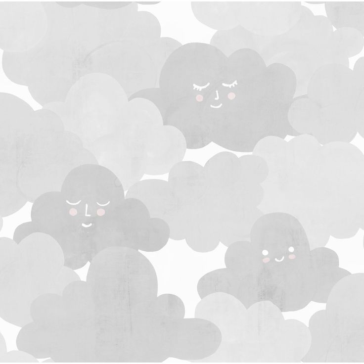 Lastenhuoneen tapetti Rebel Walls Happy Clouds Graphite