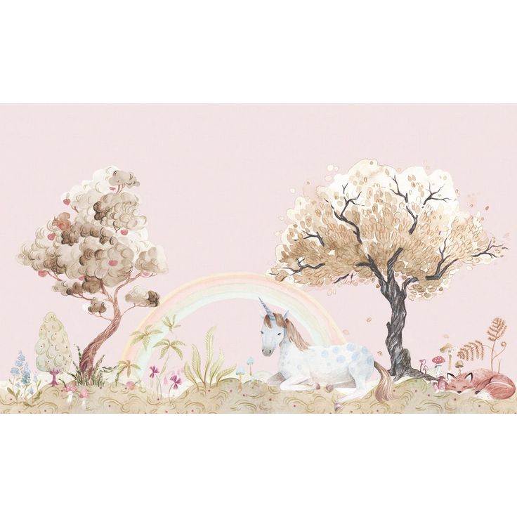 Lastenhuoneen tapetti Rebel Walls Unicorn Dream Bubblegum, mittatilaus