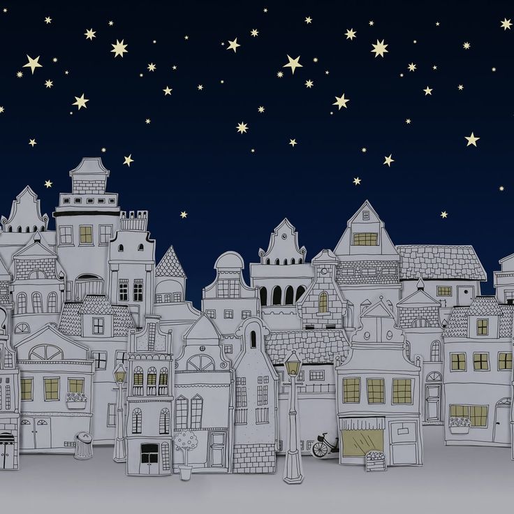 Mittatilaustapetti Rebel Walls Star Town, Night (R18211)