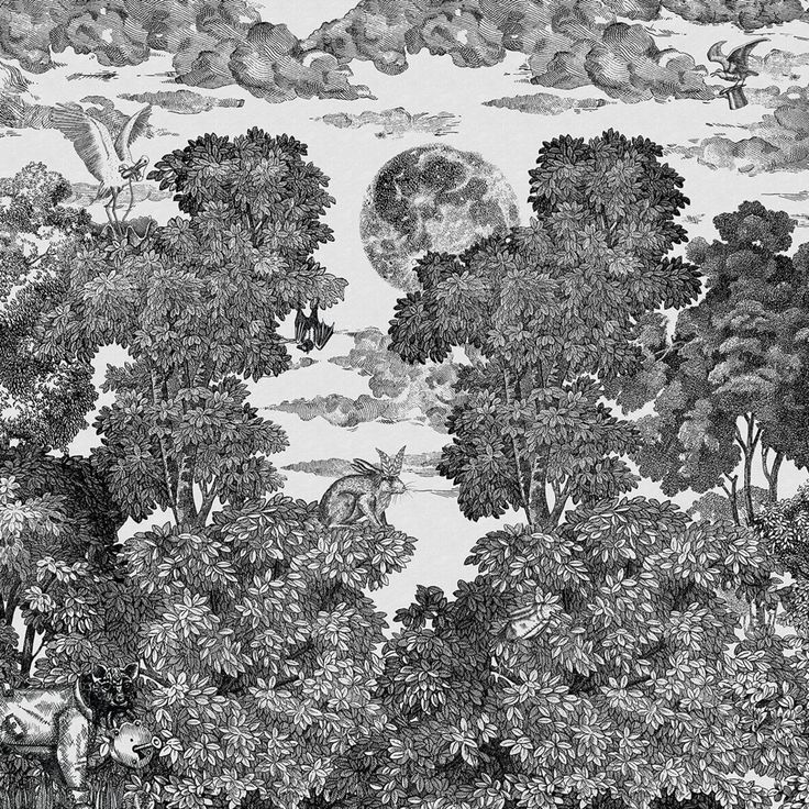 Mittatilaustapetti Rebel Walls Bellewood Under The Moon, Graphite (R19441)