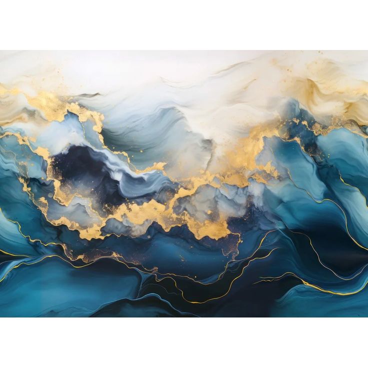 Kuvatapetti Rebel Walls Gold Stream sininen, mittatilaus, non-woven