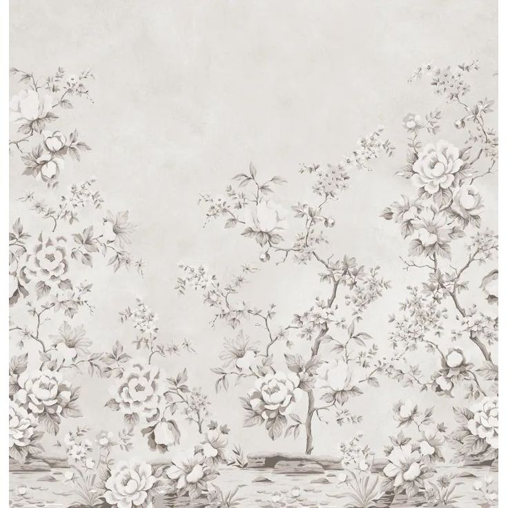 Kuvatapetti Rebel Walls Floral Chinoiserie harmaa, mittatilaus, non-woven