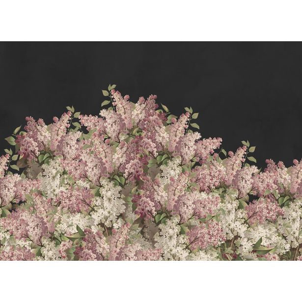 Kuvatapetti Rebel Walls Syringa Flowers musta, mittatilaus, non-woven