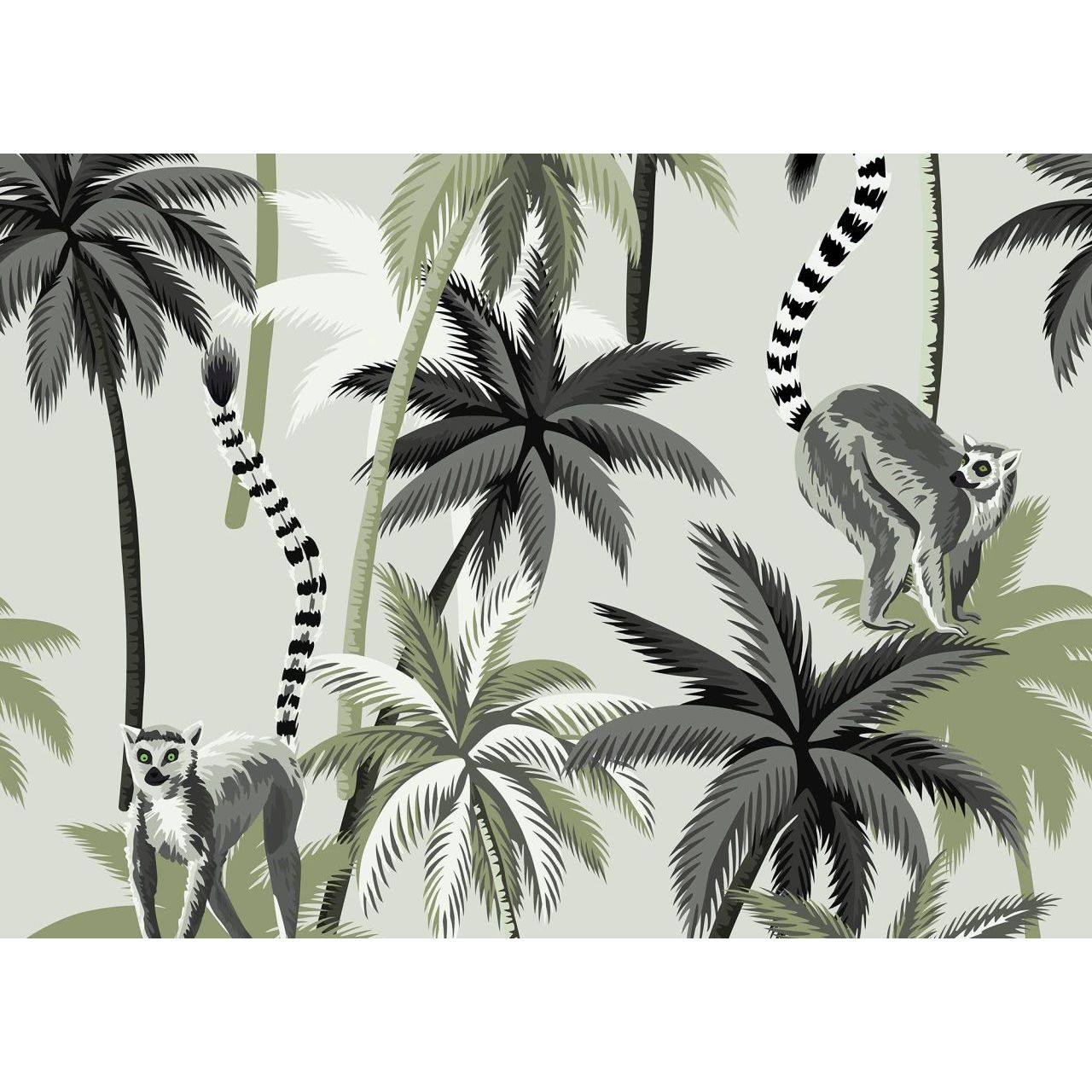 Kuvatapetti Rebel Walls Lemur Palms vihreä, mittatilaus, non-woven