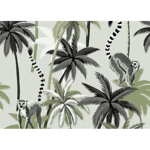 Kuvatapetti Rebel Walls Lemur Palms vihreä, mittatilaus, non-woven