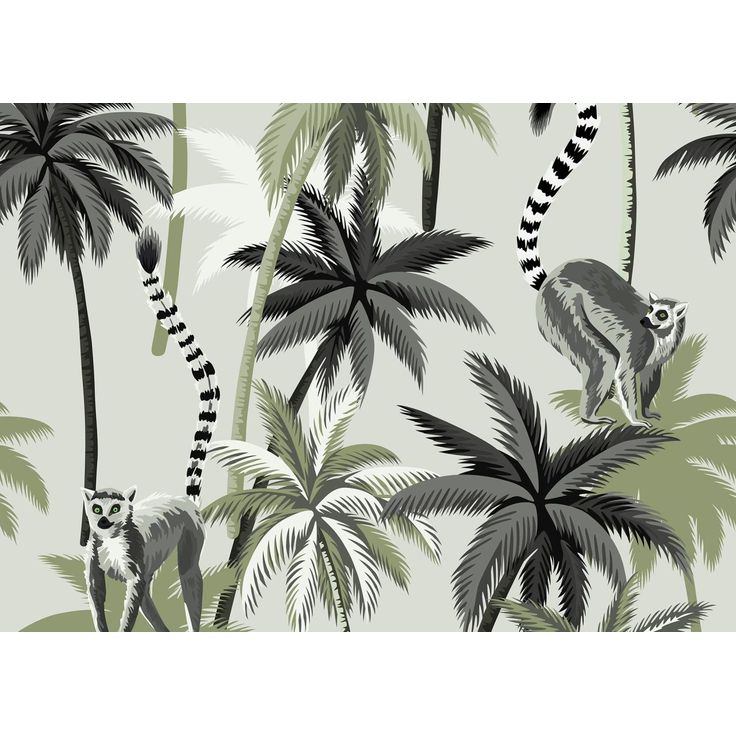 Kuvatapetti Rebel Walls Lemur Palms vihreä, mittatilaus, non-woven