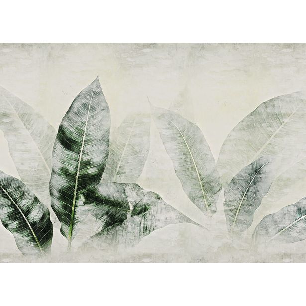Kuvatapetti Rebel Walls Misty Leafs vihreä, mittatilaus, non-woven