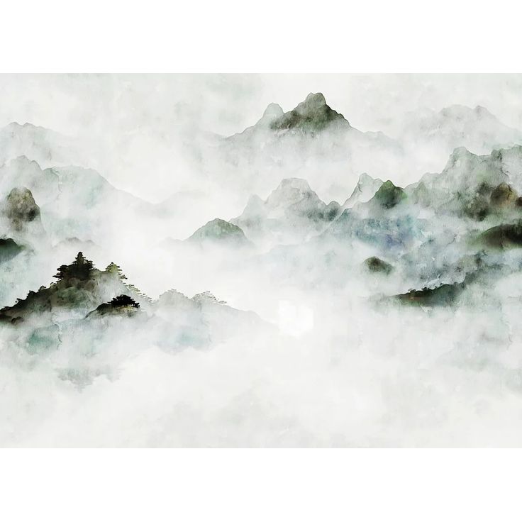 Kuvatapetti Rebel Walls Serene Mountains vihreä, mittatilaus, non-woven