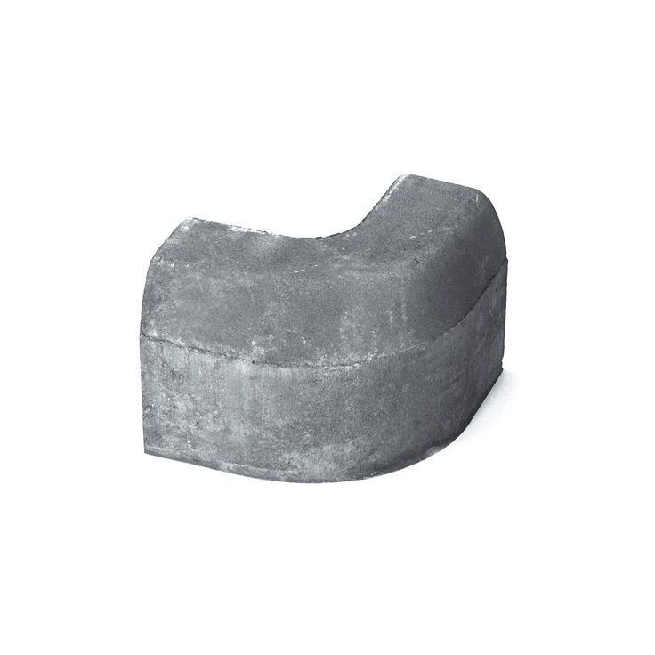 Upotettava reunakivi Rudus H12, kulma R250 kupera, 702x170x300mm, sileä, harmaa