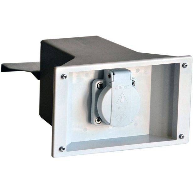 Muuripistorasia Rudus, 16A, 220-250V, IP44, 190x185x98mm, harmaa
