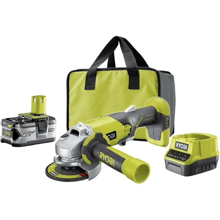 Akkukulmahiomakone Ryobi ONE+ R18AG-140S, 18V, 4.0Ah akulla