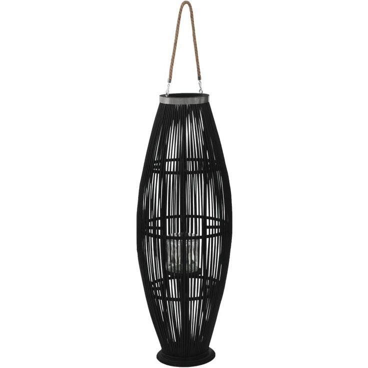 Riippuva kynttilänpidike bambu musta 95 cm_1