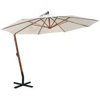 Riippuva päivänvarjo 350 cm puutanko valkoinen