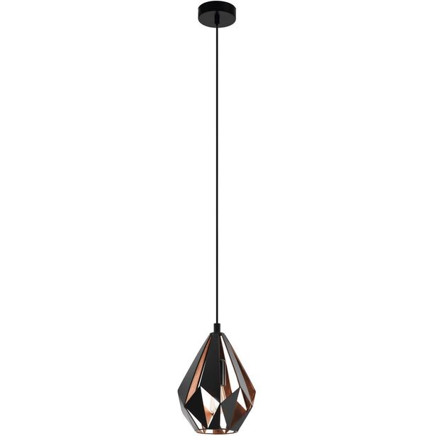 Riippuvalaisin Eglo Vintage Carlton 1 Ø20,5cm E27 musta/kupari