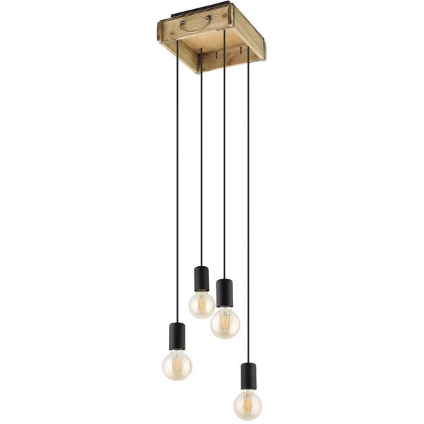 Riippuvalaisin Eglo Vintage Wootton 4-osainen musta/puu