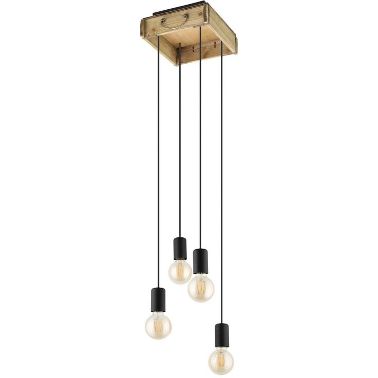 Riippuvalaisin Eglo Vintage Wootton, 4-osainen, musta/puu