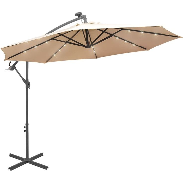 Roikkuva päivänvarjo led-valoilla 300cm metallitanko hiekka_1