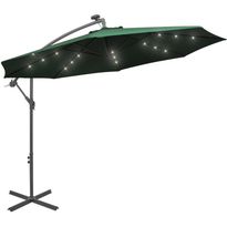 Roikkuva päivänvarjo led-valoilla 300cm metallitanko vihreä