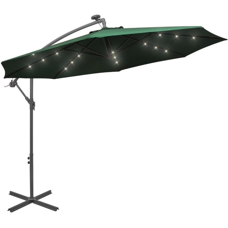 Roikkuva päivänvarjo led-valoilla 300cm metallitanko vihreä_1
