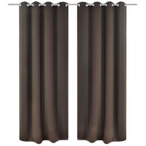 Ruskeat pimennysverhot metallirenkailla 2 kpl 135 x 245 cm