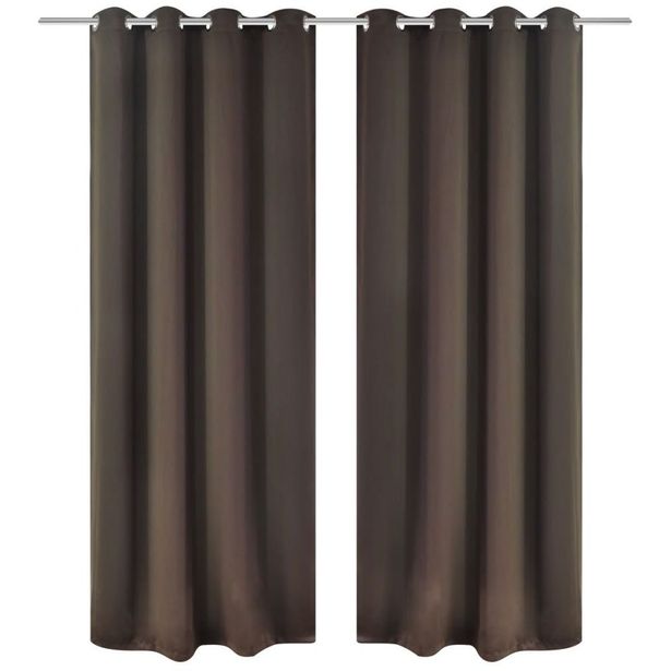 Ruskeat pimennysverhot metallirenkailla 2 kpl 135 x 245 cm_1