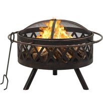 Rustiikkinen tulimalja ja hiilihanko 76 cm xxl teräs