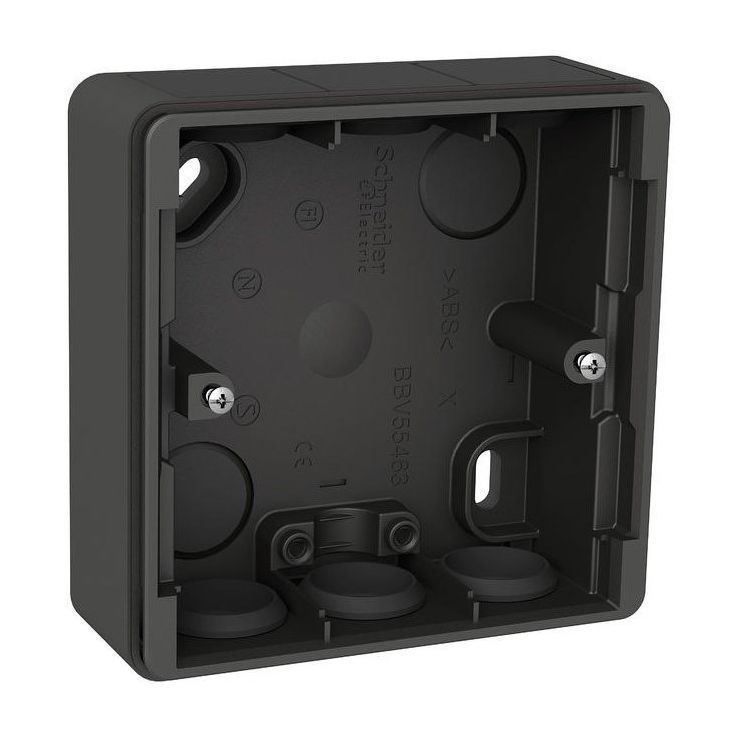 Pintakojerasia 1-osainen IP44 22 mm antrasiitti Exxact