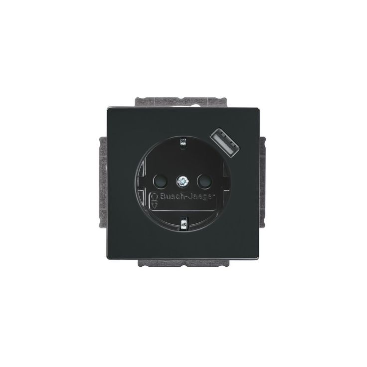 Pistorasia ABB Impressivo - 1S/16A/IP21 UKJ 0X USB antrasiitti