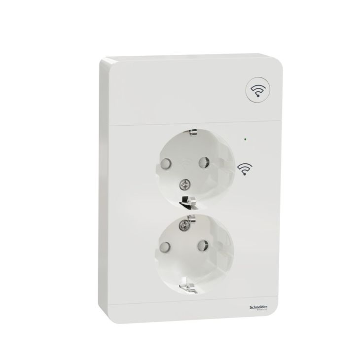 Älypistorasia Schneider Electric Wiser Exxact, 2-osainen, UPJ Zigbee, valkoinen 