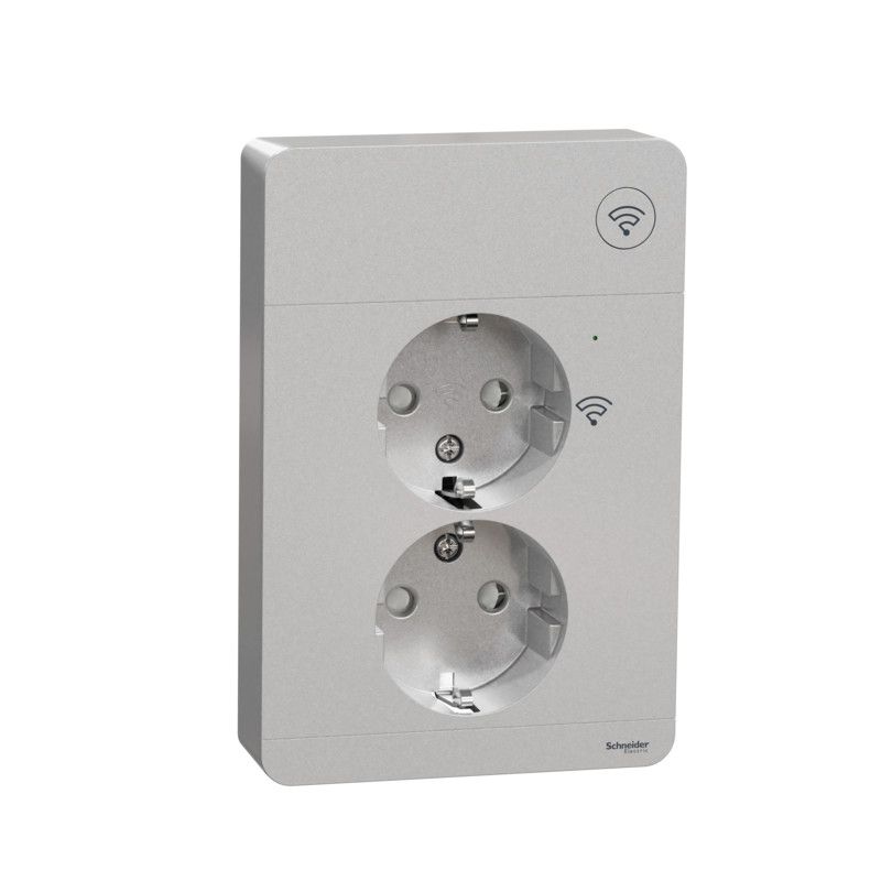 Älypistorasia Schneider Electric Wiser Exxact, 2-osainen, UPJ Zigbee, metalli