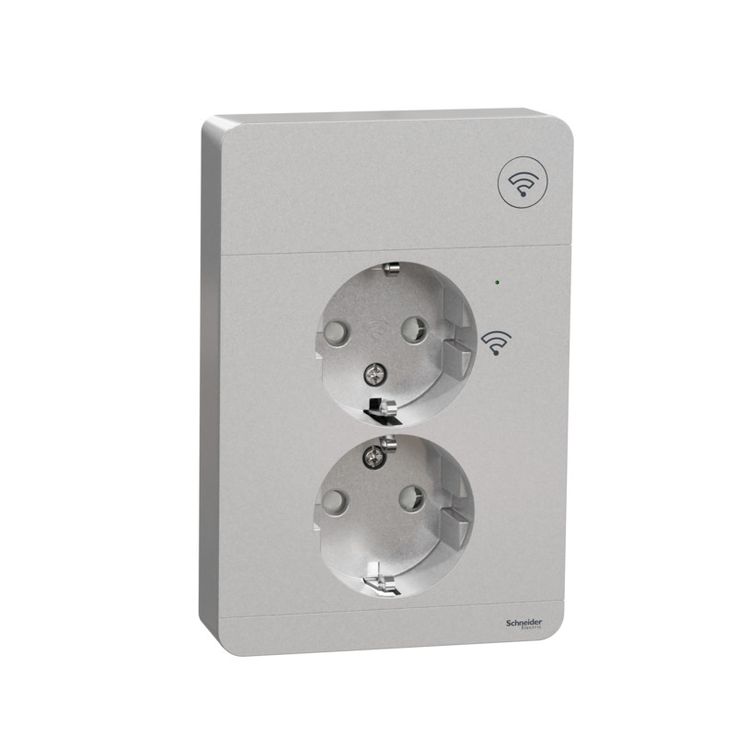 Älypistorasia Schneider Electric Wiser Exxact, 2-osainen, UPJ Zigbee, metalli