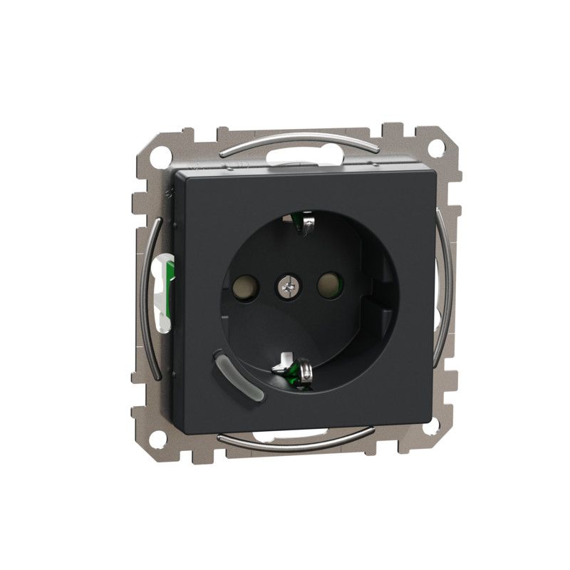 Älypistorasia Schneider Electric Wiser Exxact, 1-osainen, UPJ Zigbee, antrasiitti